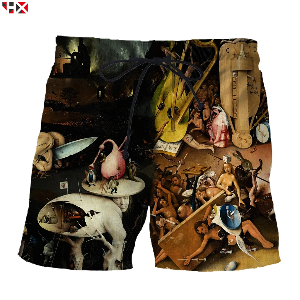 

HX 2021 New Summer Sale Trend Funny Medieval Europe Art 3D Print Shorts Unisex Harajuku Style Shorts HX932