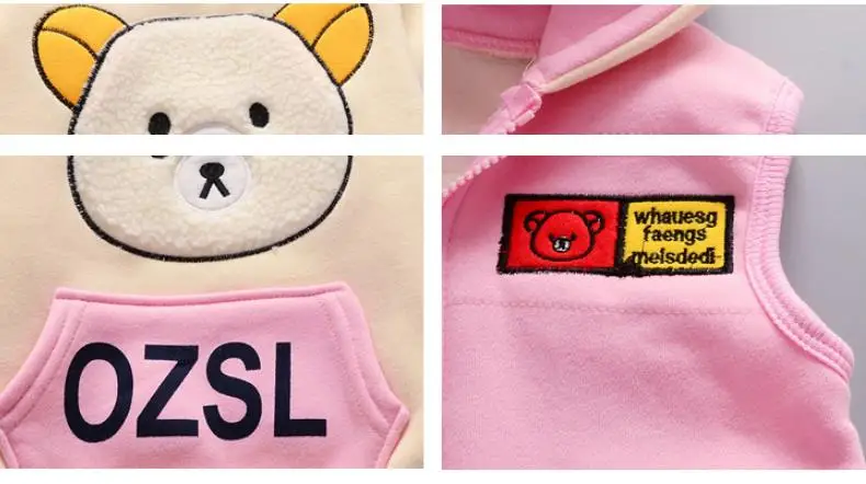 Jungen Mädchen Cartoon Kleidung Anzüge Baby Plus Samt Jacke + Kapuzen Weste + Hosen 3Pcs Sets Kinder Kleinkind winter Sport Kleidung 0-4Y – Detail 15