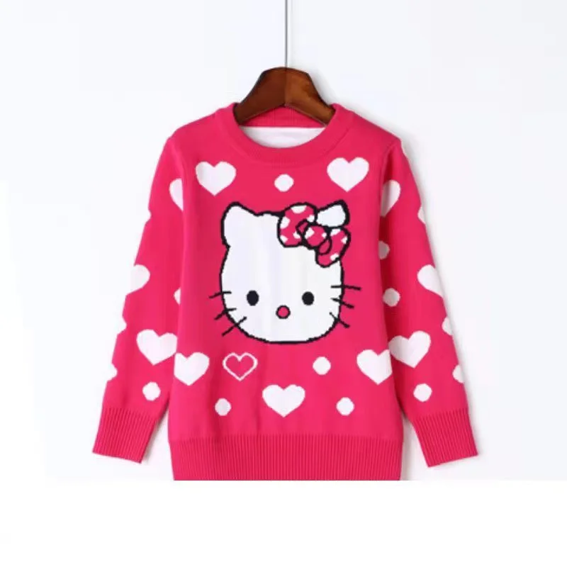 Hello Kitty round neck Plush thickened cartoon children sweater girls cotton sweater fall winter Pullover fashion clothes