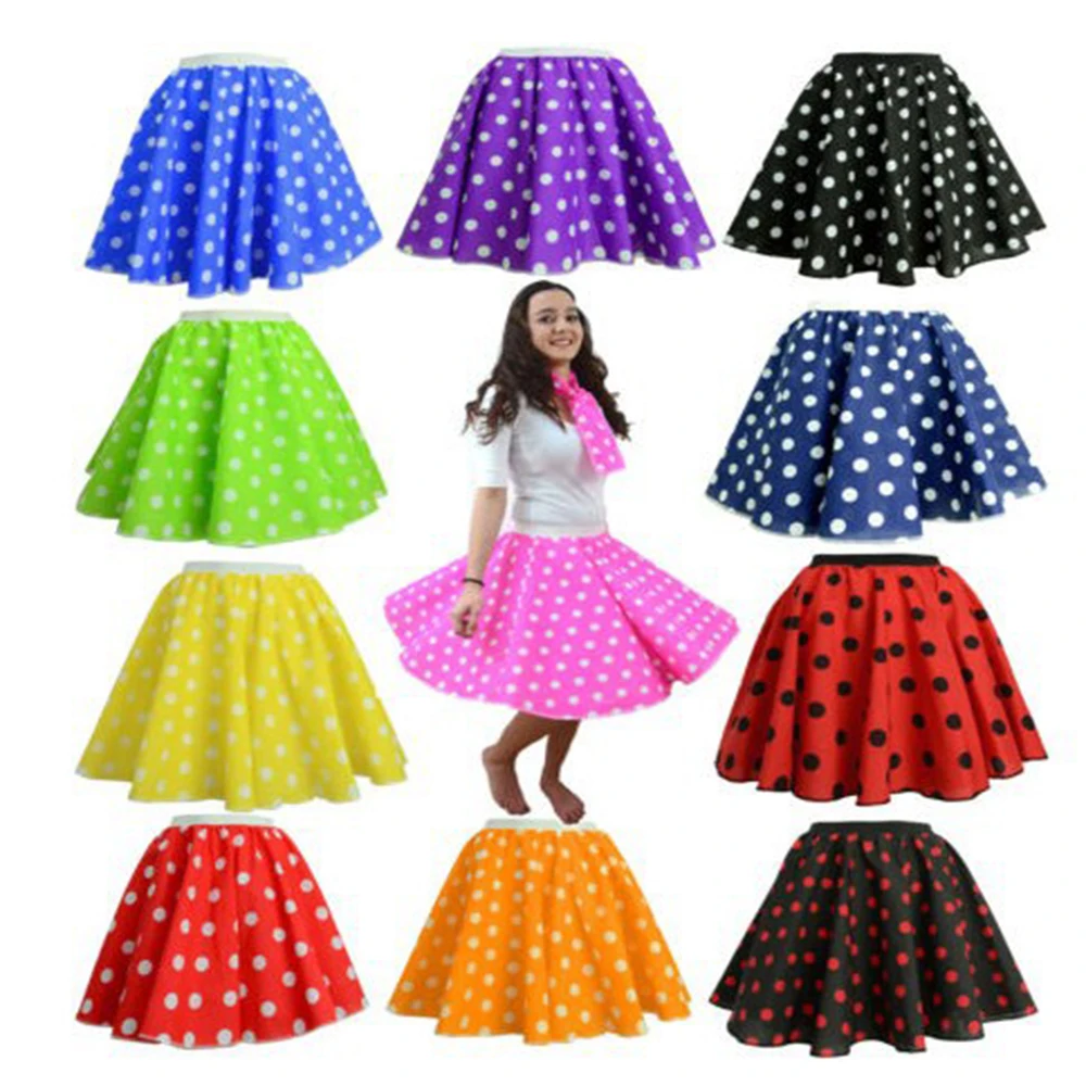 1950S 1980s Polka Dots Women's Skirt Vintage Midi Skirt High Waist Skirts