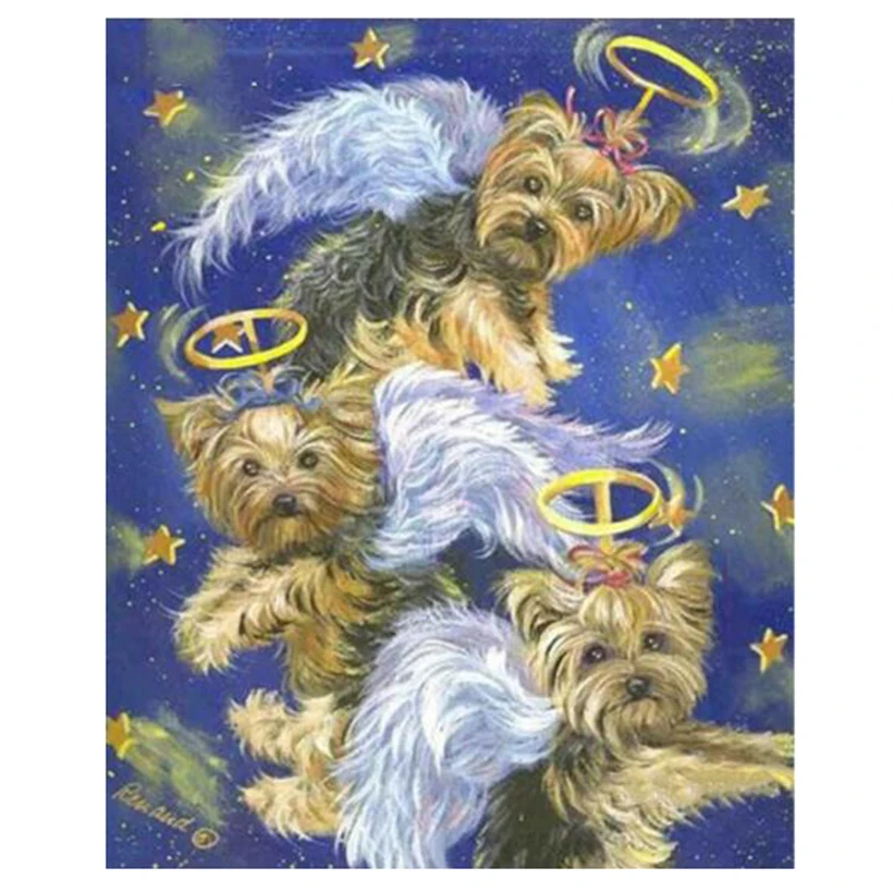 Full Square Drill 5D DIY Animal Collie Angel Dog Diamond Painting Embroidery Cross Stitch Rhinestones Puzzle Stickers  FC752