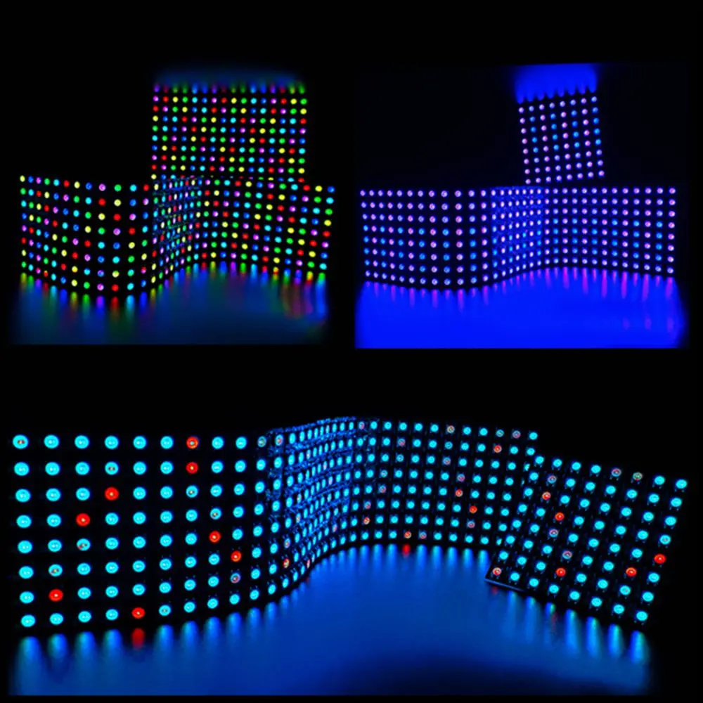 WS2812B RGB 5050 SMD DC5V Flexible 8x8 16x16 8x32 Pixel Panel Matrix Screen WS2812 IC Led Module Individually Addressable
