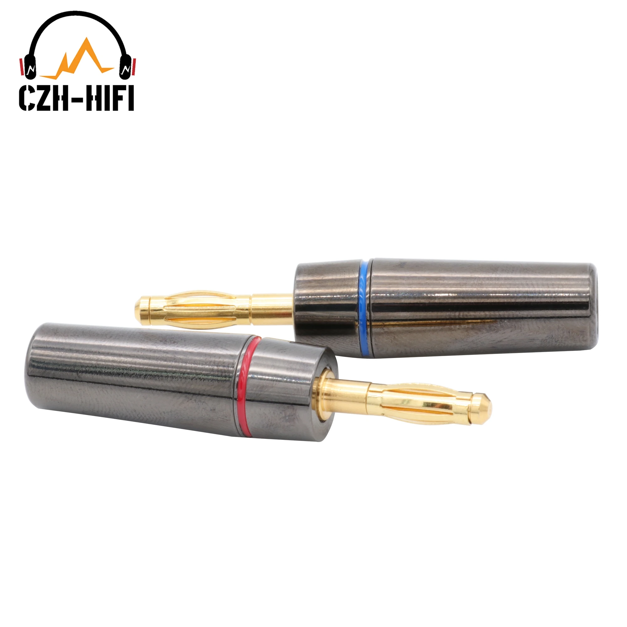 1pair EIZZ High End Banana Spade Plug Connector Gold Plated Brass Audio Speaker Cable Y Fork Male Jack HiFi DIY