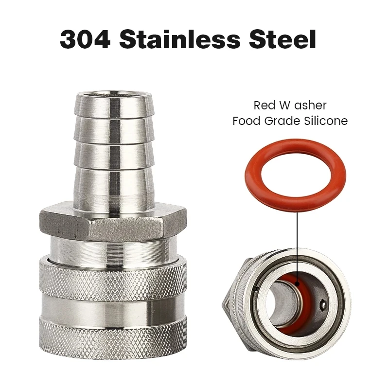 Stainless Steel 304 Homebrew Beer Quick Disconnect Set Ball Lock Style Fitting 1/2