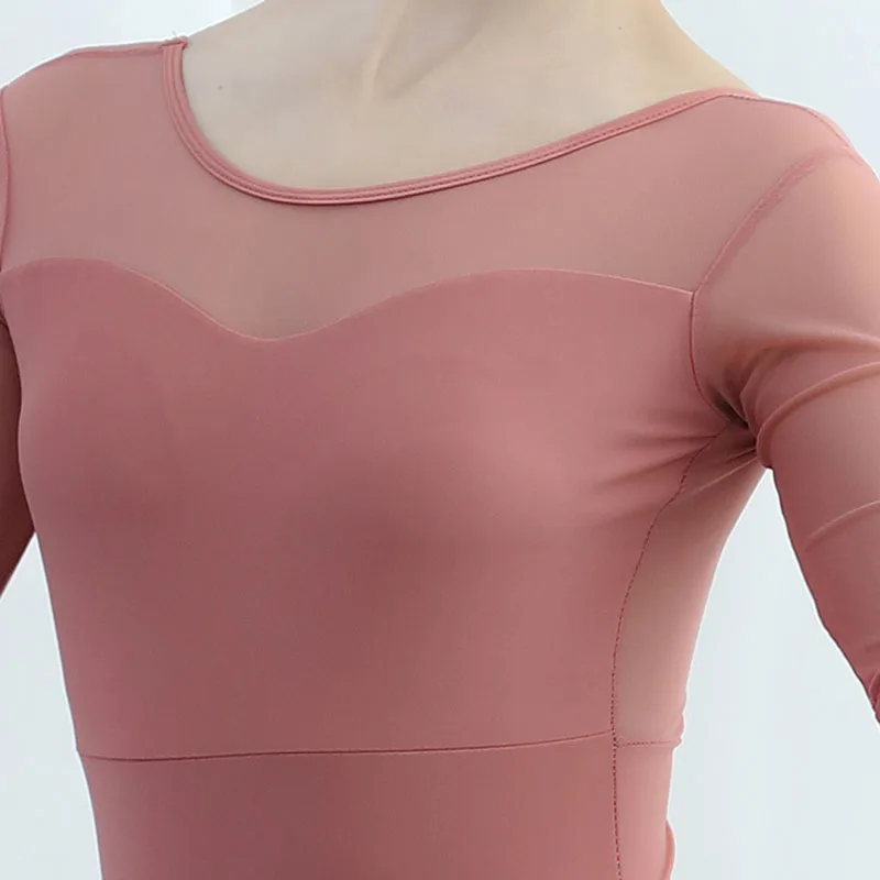 Justaucorps de Ballet pour femmes, demi manches, maillot de bain de gymnastique pour adultes, entraînement à la danse, filet en fil, combinaison de