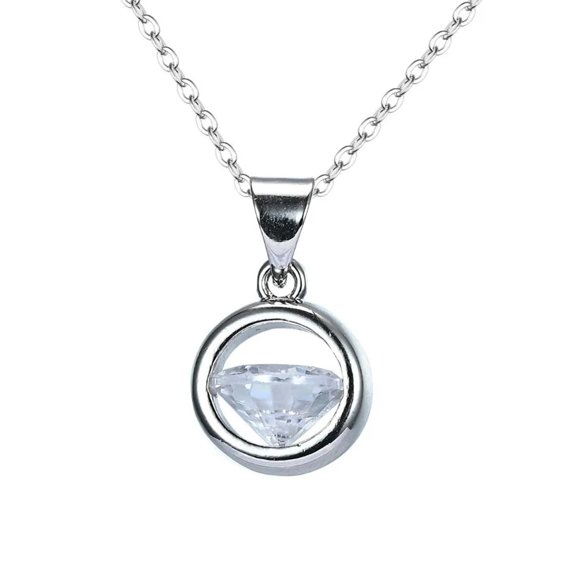 

KOFSAC 925 Sterling Silver Necklace For Women Jewelry Trendy Rose Gold Circle Zircon Pendant Necklaces Girl Party Accessories