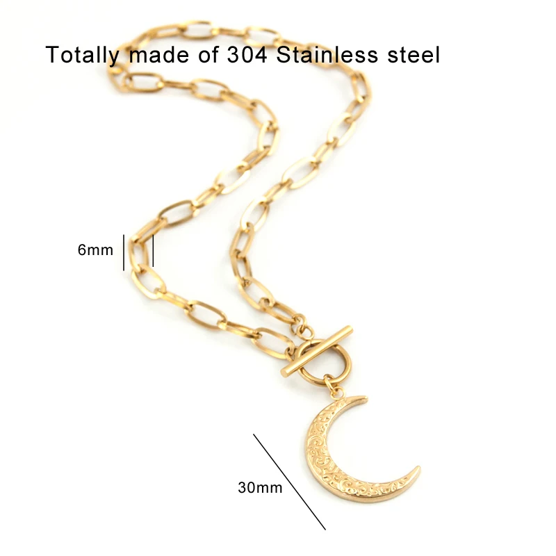 Stainless steel Jewelry Moon Short CHOKER WOMEN NECKLACE GOLD COLOR Toggle PENDANT NECKLACE collares de moda Boho  Collier gift