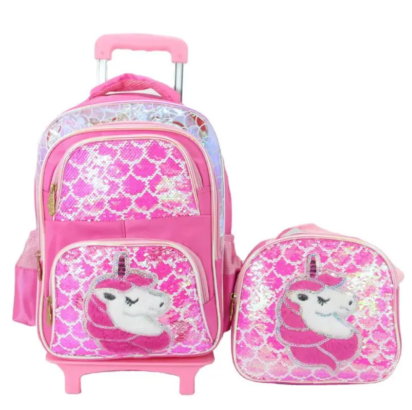 school Trolley backpack Bag for Girls School wheeled backpack bag for kids children student school Rolling backpack bag wheels