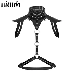 Iiniim-arnés de pecho de cuerpo de cuero para hombre, Top erótico Punk ajustado, ropa Sexy de fiesta para discoteca, disfraz para hombre Gay, cinturón de Bondage BDSM