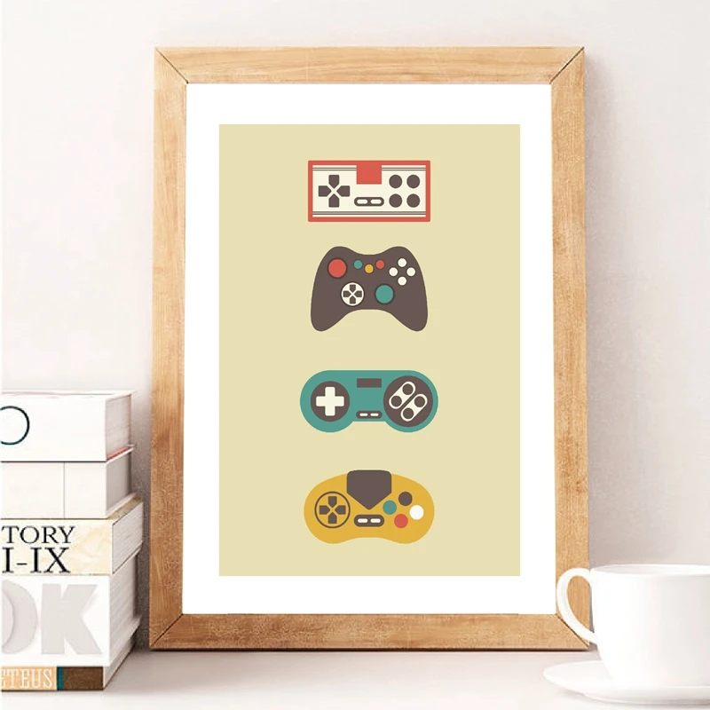 Gaming Print Retro Wall Art Canvas Painting Gamer Gift Video Game Vintage Poster Gamepad Controller Picture Boys Kids Room Decor