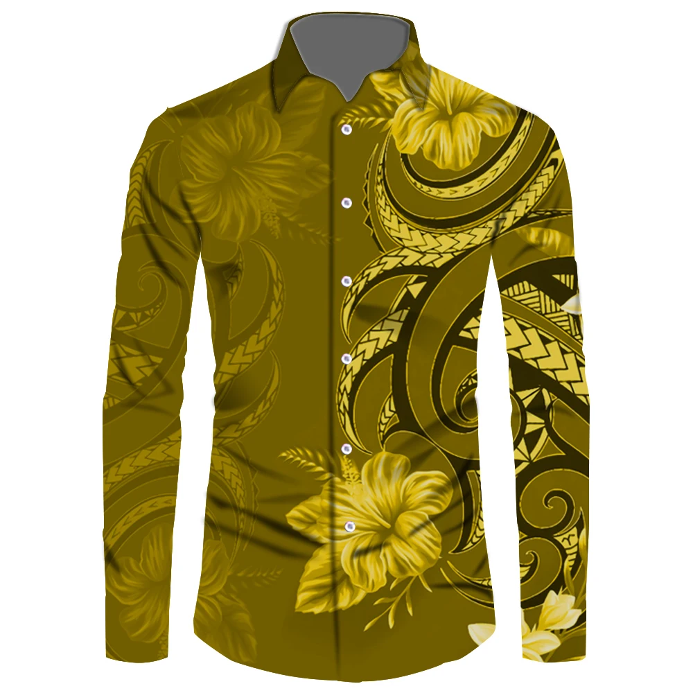 

Long Sleeve Shirts Men Top GoldMen Long Sleeve Shirts Samoan Printed Shirt Men Vintage Printed Shirts Factory Price 6xl