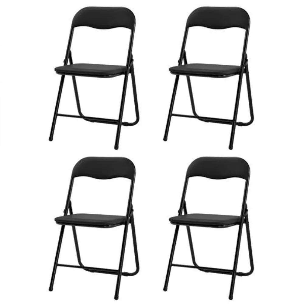 [US-W]3023 4pcs/6pcs Office Conference Chair Foldable Leather Square Back Camel Chair Black Structure is Strong and Durable