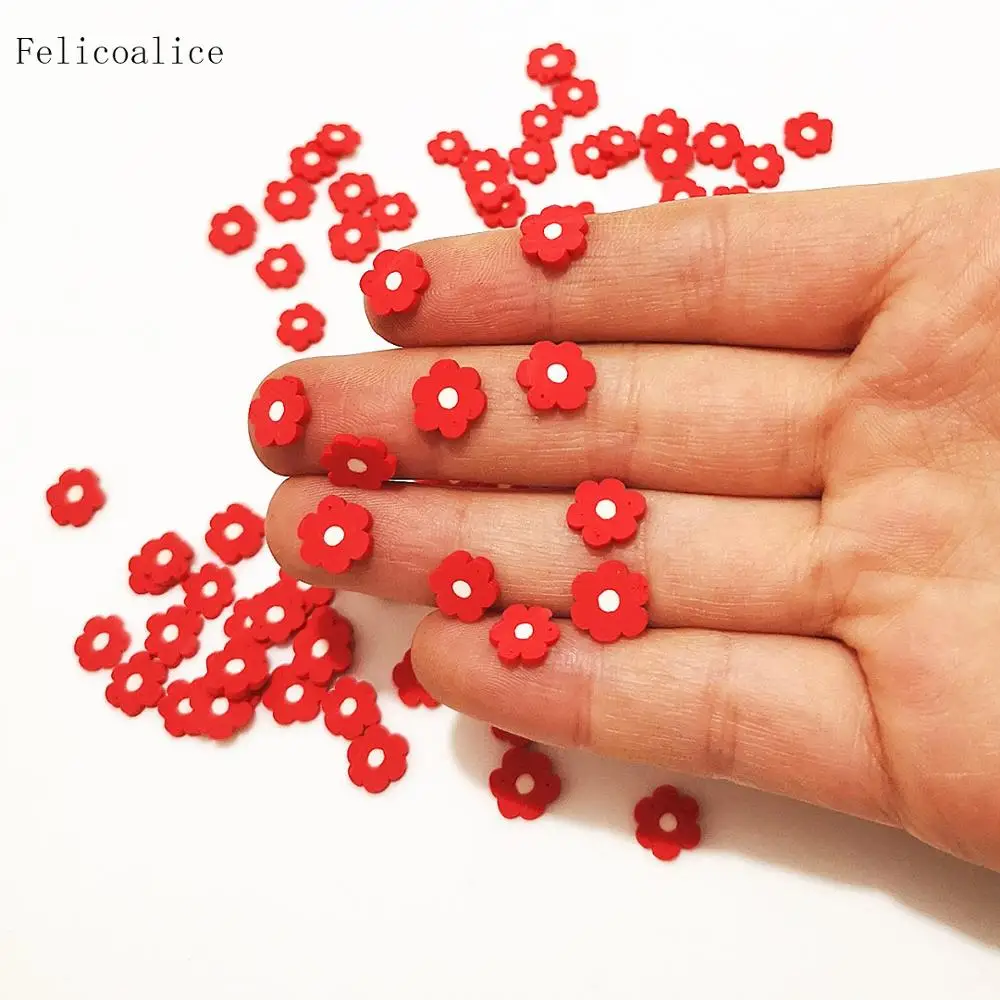 20g Red Flowers Polymer Clay Sprinkles Plastic klei Tiny Floret Mud Particles Plum Blossom For Shaker Cards