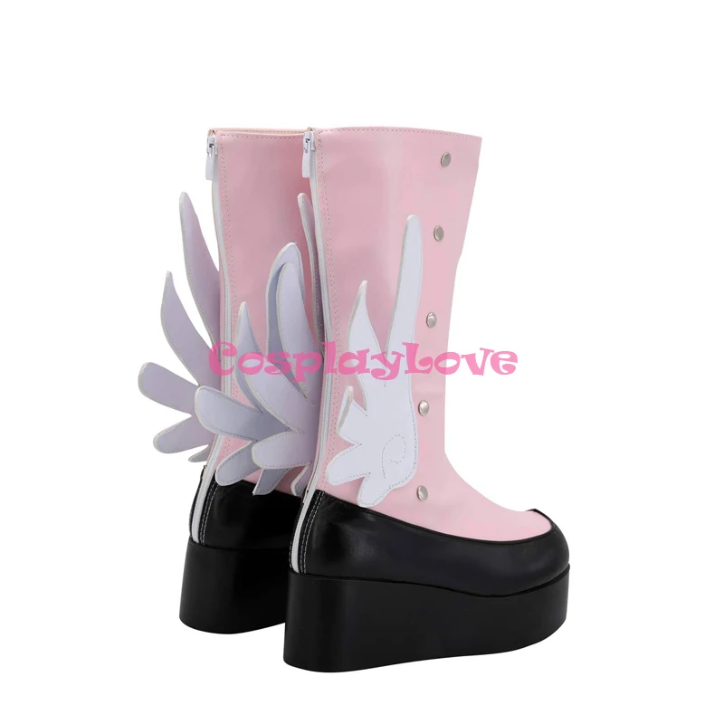 Cardcaptor Sakura: Duidelijke Kaart Sakura Kinomoto Roze Schoenen Cosplay Lange Laarzen Custom Made Voor Halloween Kerst