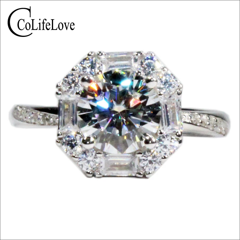 

CoLife Jewelry 925 Silver Moissanite Engagement Ring for Wedding 1ct D Color Moissanite Silver Ring Moissanite Jewelry