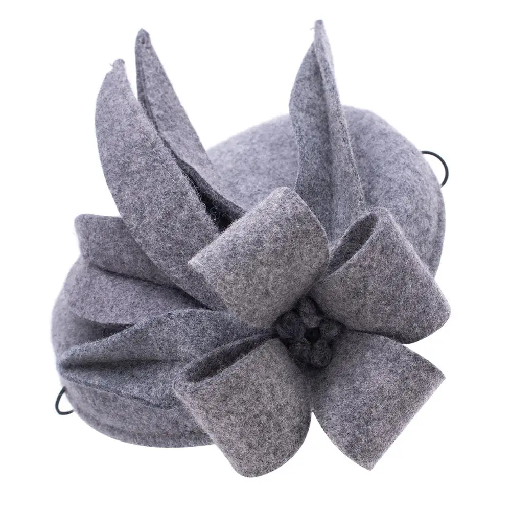 Lawliet 100% Wool Felt Fascinators Floral Pillbox Winter Vintage Festival Tea Party Wedding Beret for Women A302