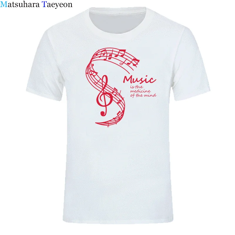 Summer T-shirt Men T-Shirts Music Is The Medicine of The Mind Print Tshirt Casual Cotton T- Shirs Clothing