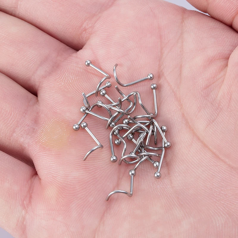 10 Stück Edelstahl Nasenstecker Set Nasenpiercing Set Nasenring Nariz Knochen Ohrstecker Schrauben für Mann Frauen Nasenloch Körperschmuck 20G – Detail 6