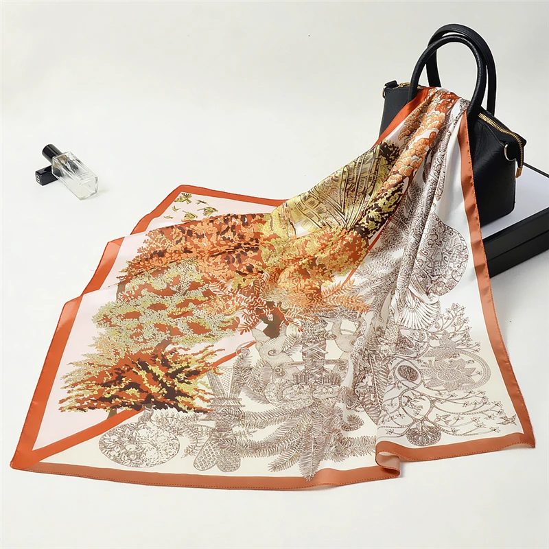 Fashion Headscarf Jungle Animals Luxury Brand Scarf Bandanna Professional Neckerchief Womens Neck Silk Scarf Shawl R31
