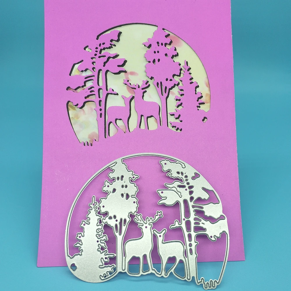 Deer, forest, trees, landscape metal cutting   dies scrapbook photo album greeting card decoration DIY handmade art