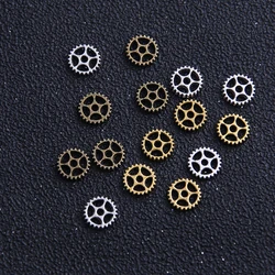 90pcs 3 Color Size 8mm Steampunk Charms Mini Gear Pendant Antique Bronze DIY Metal Jewelry Making