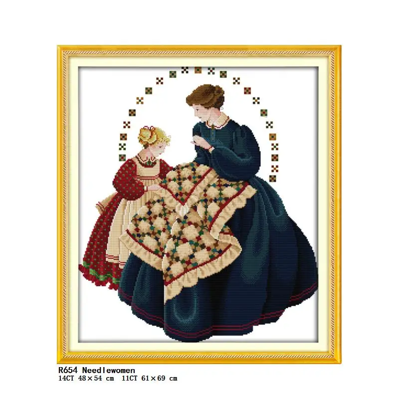 Angel Mother and Child Character Pattern Cross Stitch 14CT 11CT Counted Canvas Fabric Embroidery Kits Needle and Thread Sewing