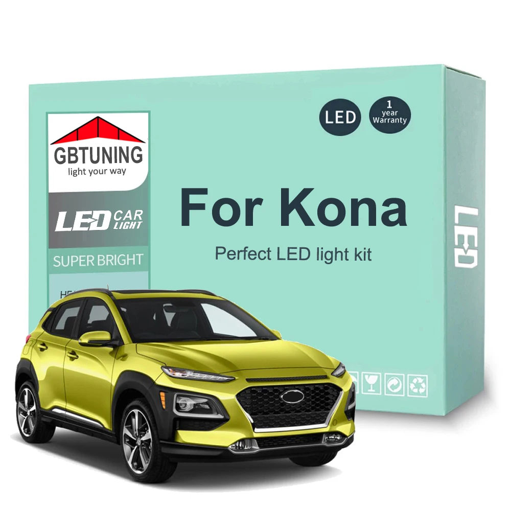 

13 шт. комплект светодиодных ламп для внутреннего освещения для Hyundai Kona 2017 2018 2019 2020 2021 автомобильная купольная лампа для чтения багажника автомобиля Canbus без ошибок