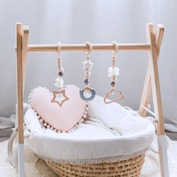 1Set Play Gym Wooden Teether Nordic Room Decor Sensory Rattle Baby Toys Gifts Infant Room Hanging Bed Bell Crib Baby Rattles