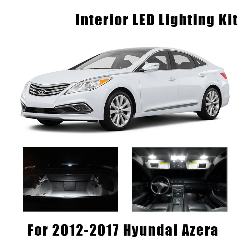 

6pcs White Bulbs Car LED Interior Trunk Cargo Light Kit Fit For Hyundai Azera 2012-2015 2016 2017 Glove Box License Plate Lamp