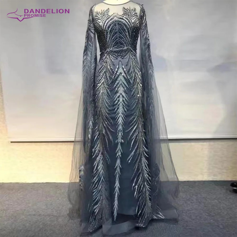 Elegante vestido de noche musulmán de sirena de Dubái, manga larga, árabe, para fiesta de boda, turco, Formal, 2021