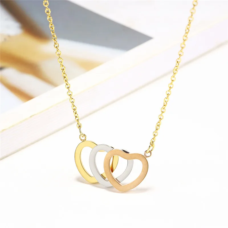 OUFEI Stainless Steel Jewelry Sets Heart Necklace Set Of Earrings For Women Jewellery Summer Accessories Woman Vogue 2019