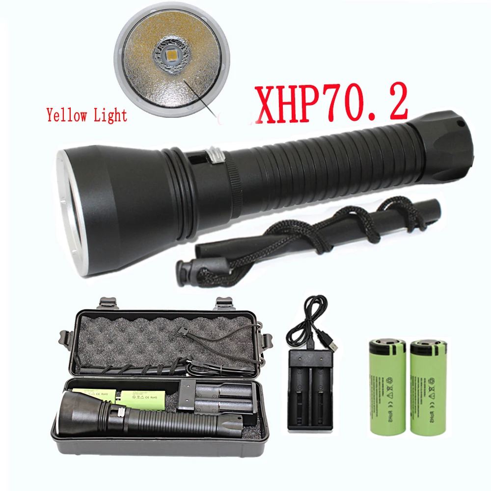 Сверхъяркий светодиодный фонарь XHP70.2 желтого цвета