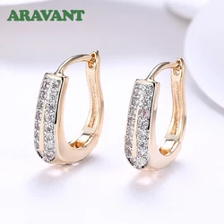 Aravant 925 Sterling Silver 18K Gold U Shaped Cubic Zirconia Hoop Earrings For Women Fashion Jewelry