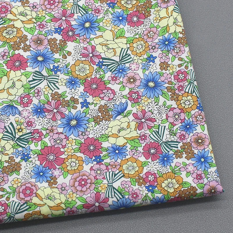 Summer Thin Poplin Soft Cotton Flowers Printed Muslin Fabrics For Sewing Dress Clothes Quilt Textile Needlework Handicraft Per H