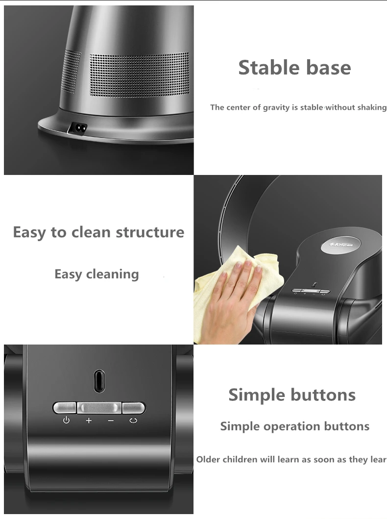 Elektrische Stumm Fan mit Fernbedienung Gesteuert Blattloser Leistungsstarke Weiche Wind Wand Fan für Home Desktop Turm Fan 180 Grad Schwingen – Detail 18