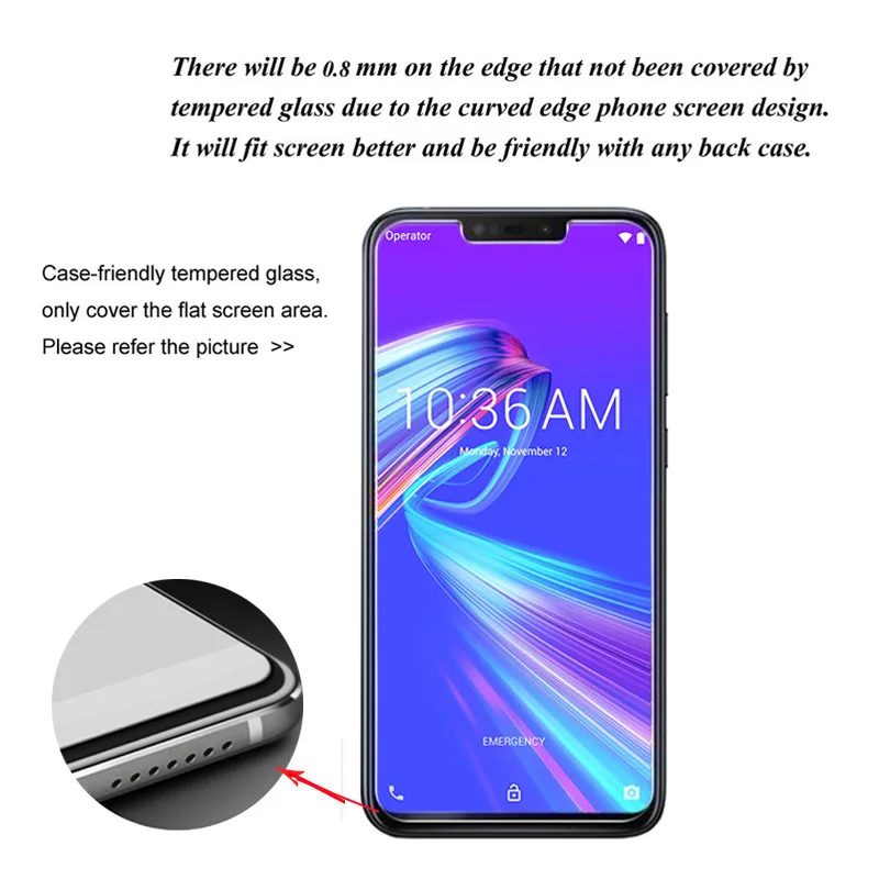 3Pcs Tempered Glass For Asus Zenfone Max Pro M2 ZB631KL ZB633KL Screen Protector Guard 9H Toughened Protective Film 0.26mm