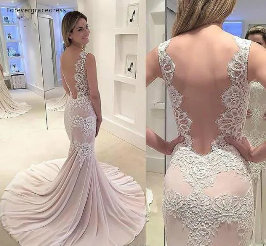 2019 Light Pink Mermaid Longo Prom Vestido Bonito Vestido de Apliques de Renda Formal Férias Desgaste Graduação Evening Partido Vestido Custom Made