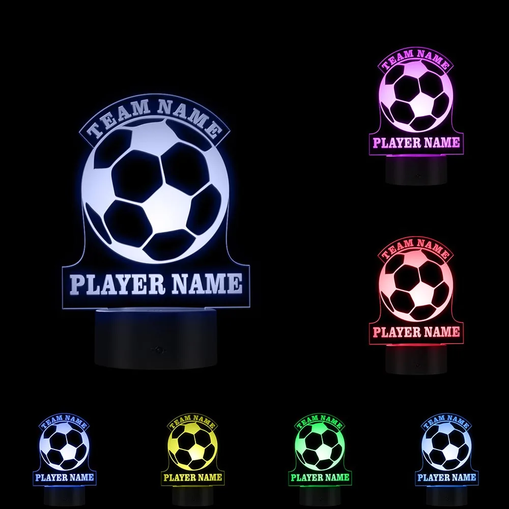 Calcio 3D Luci Squadra di Calcio Nome Personalizzato Luci A LED Personalizzati Nome del Giocatore di Calcio Lampada Da Tavolo Su misura HA CONDOTTO LA Luce di Notte