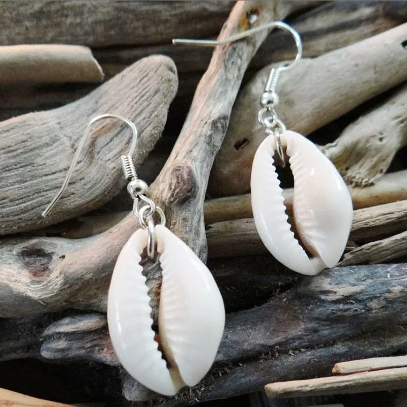 Cowrie Cowry Earrings I'm Really A Mermaid Natural Seashell Shell Sea Earring Ear Hooks Dangles Im Drop Jewelry Beach Wedding