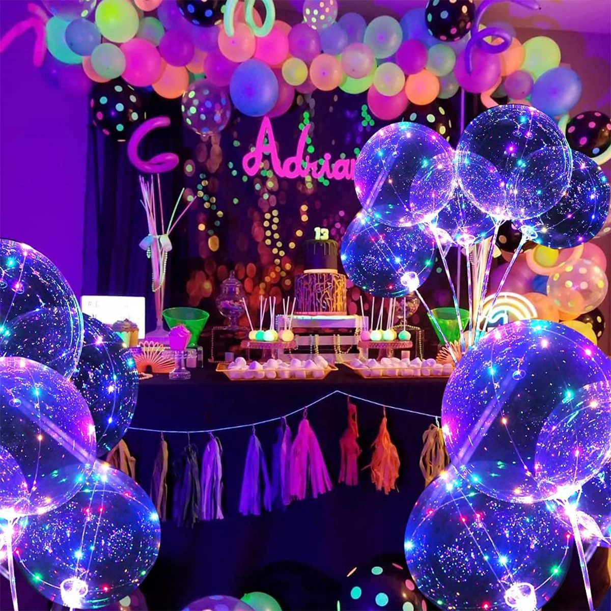 20/10Pcs LED Luminous Bobo Balloons  with Light String Clear Balloon Festival Decor Birthday Wedding Party Supplies Baby Shower