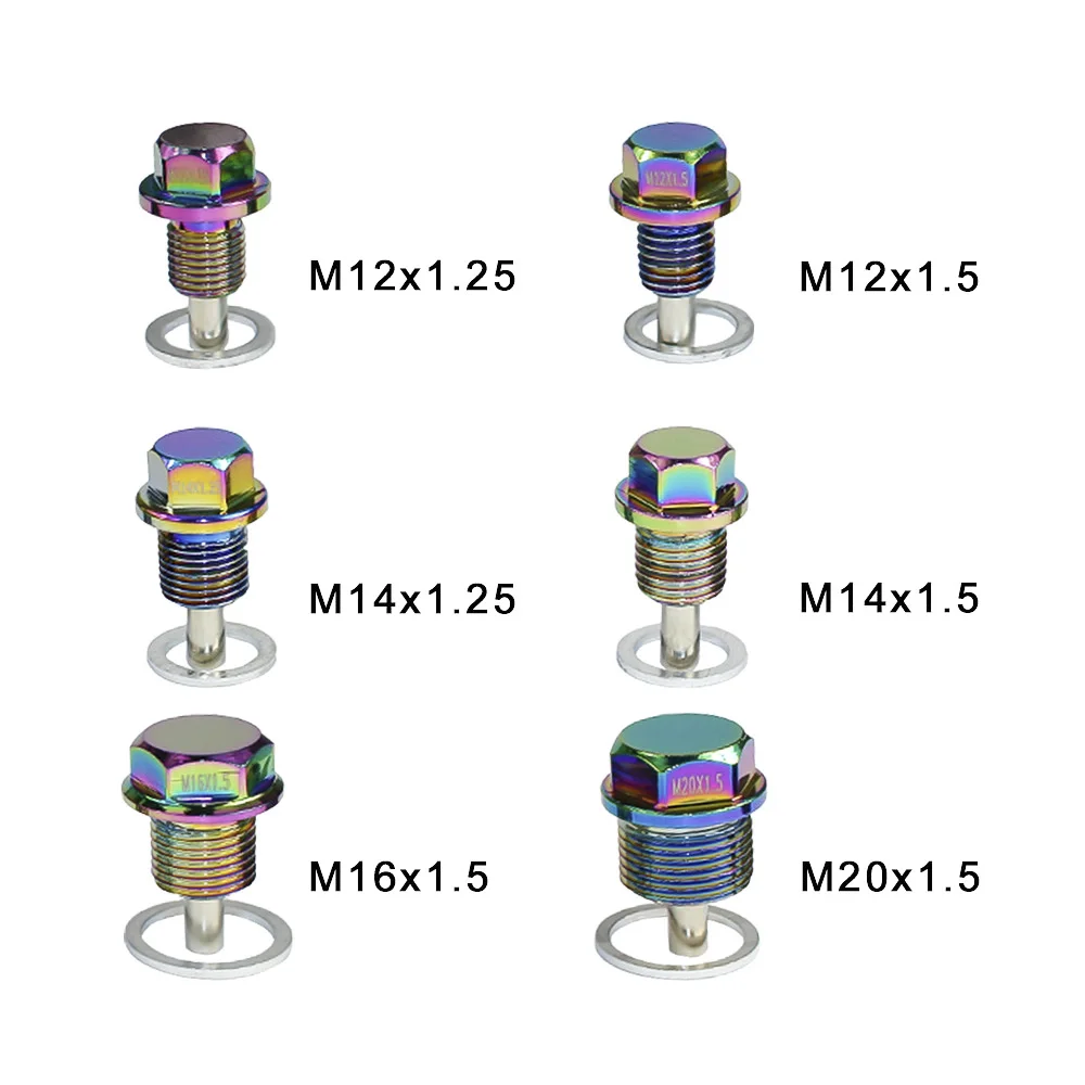 Neo chrome Aluminum Alloy Magnetic Oil Drain Plug Engine Dress Up Oil Sump Drain Plug Nut M12 M14 M16 M20