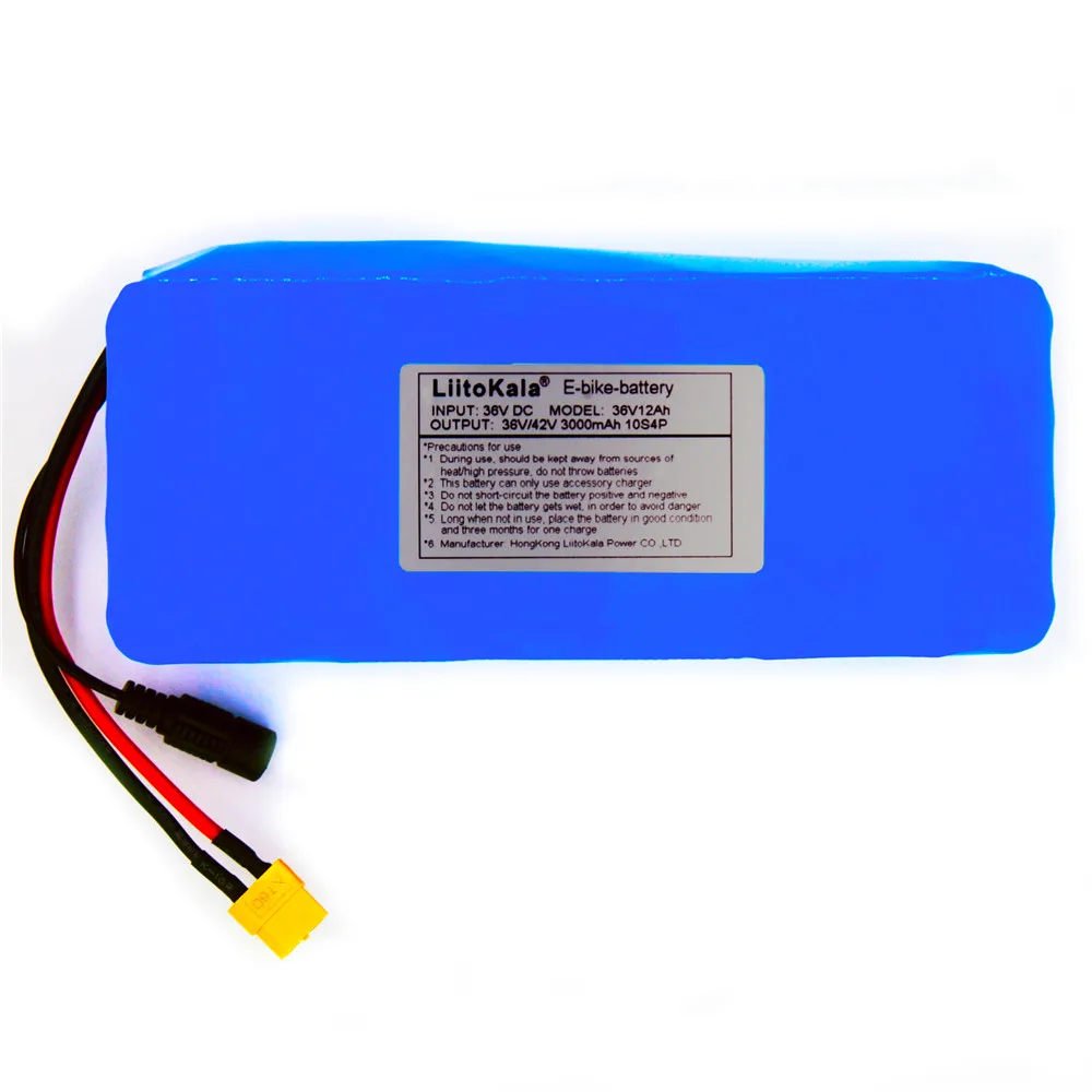 LiitoKala 36V 12AH Electric Bike Battery Built in 20A BMS Lithium Battery Pack 36 Volt with 2A Charge Ebike Battery XT60 Pllug