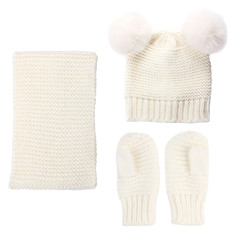 2024 New Windproof Children Hats Gloves Scarf Set Children Knitted Beanies Hat Suit Winter Warm Boys Girls Knitted Caps for Kids