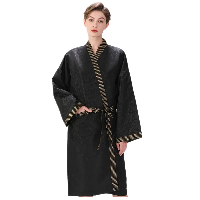 

Salon Client Gown Robe Fashion Smock Kimono Hairdressing Cape Dress Beauty SPA Hotel Barber Guest Clothes Night-Gown Wrap Apron