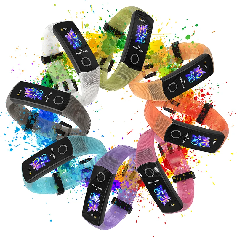 Translúcido Silicone Wrist Strap para Huawei, Honor Band 5, Pulseiras, Pulseira Colorida, Band 4