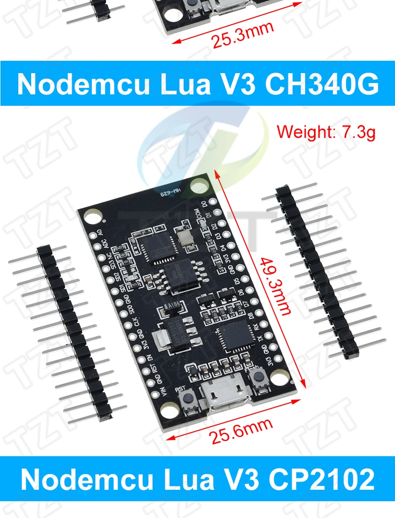 Tzt drahtloses Modul nodemcu v3 ch340 lua wifi Internet der Dinge Entwicklungs platine esp8266 mit Leiterplatte antenne und USB-Anschluss – Detail 28
