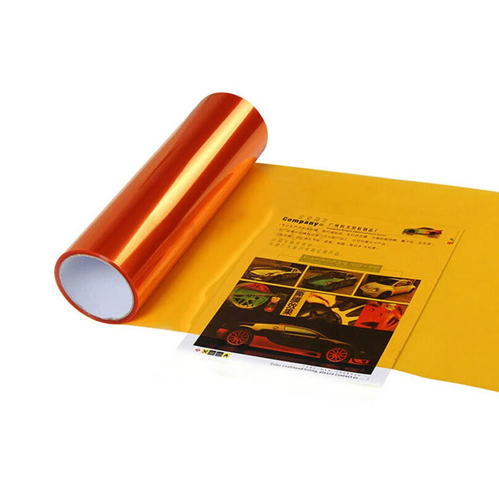 Película de luz naranja ámbar para faros antiniebla de coche, tinte de luz trasera, película de vinilo, hoja adhesiva, cubierta de película de