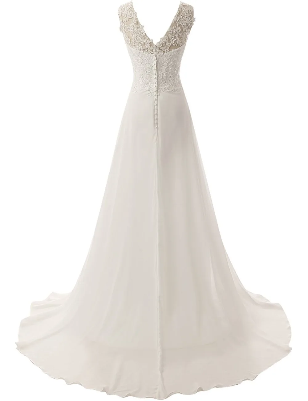 Beach Wedding Dress Plus Size White/Lvory Chiffon Lace Appliques Elegant Dresses For Bridal Gown Backless Vestido De Noiva