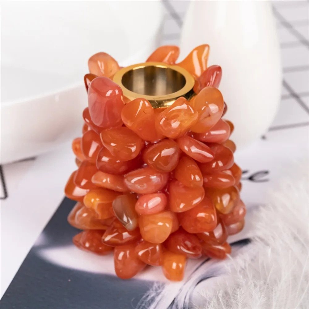 

1pcs Natural Agate Candlestick Carnelian Stone Candle Holders Home Decoration Dinner Party Candlesticks