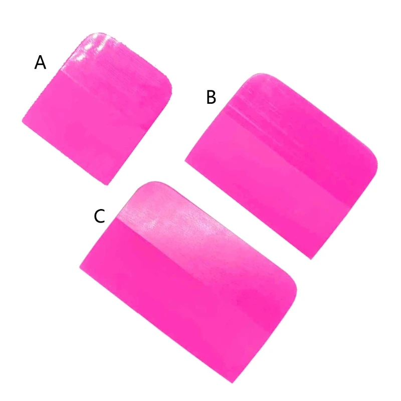 6.5/10/12x7.5cm Pink Scraper Soft Rubber Car Window Squeegee Tint Tools Glass Water Wiper Vinyl Wrap Blade for Auto Home Office